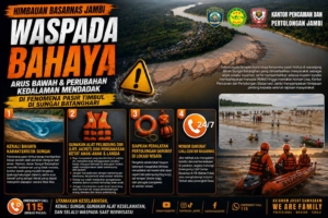 Basarnas Jambi Ingatkan Bahaya Arus Bawah dan Perubahan Kedalaman di Pasir Timbul Sungai Batanghari