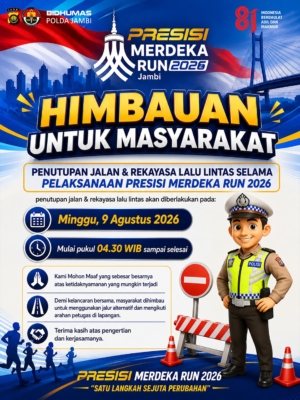 Polda Jambi Imbau Masyarakat Gunakan Jalur Alternatif Selama Pelaksanaan Presisi Merdeka Run 2026