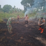 Polri Bersama TNI, BPBD dan Warga Padamkan Karhutla Seluas 5 Hektare di Sungai Duren